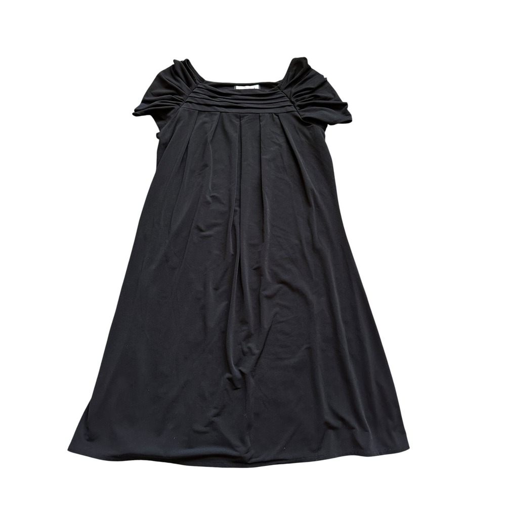 Minimalist Mary McFadden Pleated Empire Waist Dress Size M Black Cocktail LBD